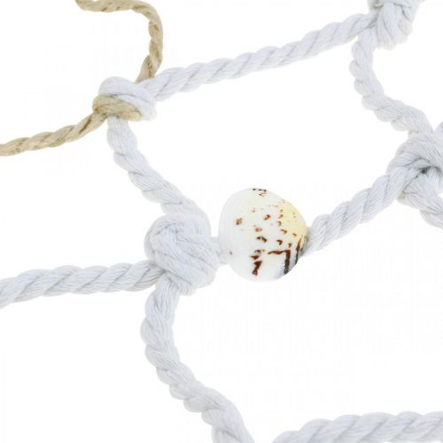 Floristik24 Halászháló kagylókkal és uszadékfával, tengeri, dekoratív háló, tengeri dekoráció 72 × 120 cm