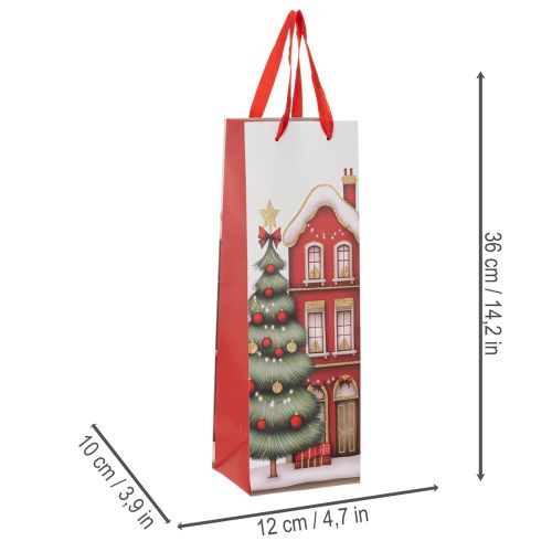 Ajándéktasak üvegből, karácsonyi házikó és karácsonyfa 36cm 2db | Floristik24.hu