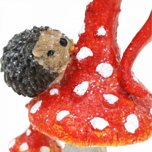 Légyölő galóca sündisznó díszítéssel gombás őszi dekoráció H14cm 2db