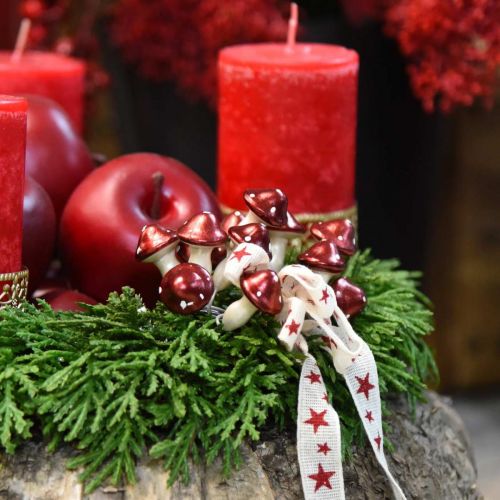 Floristik24 Varangygombóc drótra piros, fehér metál 2cm 48 db