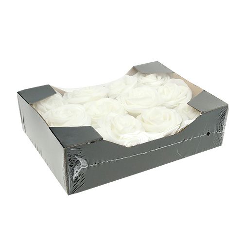 Floristik24 Habrózsa fehér gyöngyházzal Ø7,5cm 12db