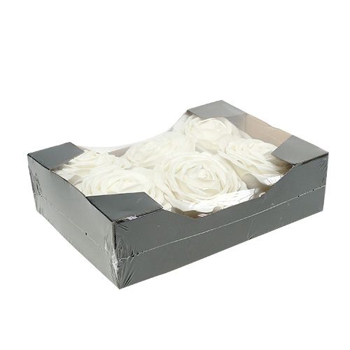 Floristik24 Habrózsa fehér gyöngyházzal Ø10cm 6 db