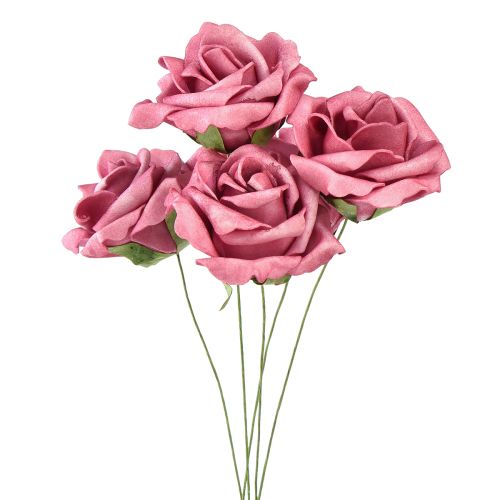 Habrózsa dróton mini rózsa órózsaszín Ø5cm 27db