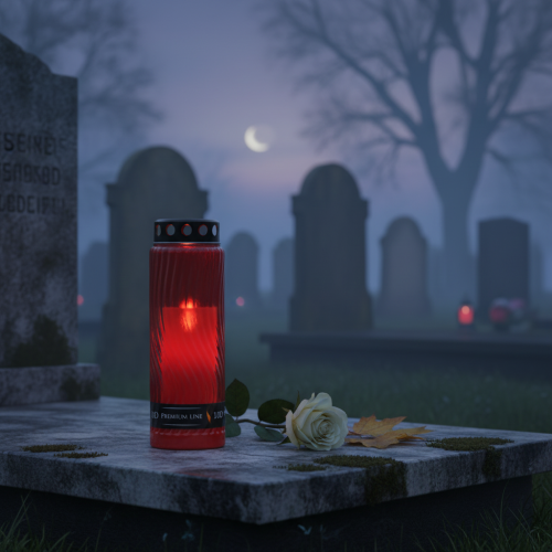 tételeket Sírgyertya fedő motívum virág piros fekete 10 nap H27cm