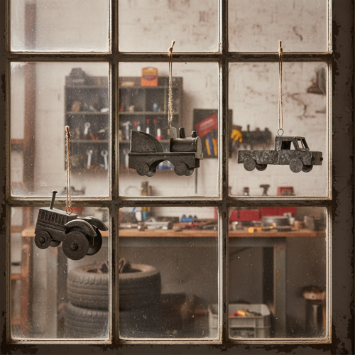 tételeket Vintage Dekoratív Fém Autók Akasztásra, Vegyes Méretekben, 9-10 cm, 4 Darab