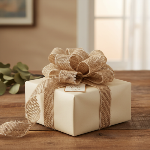 tételeket Természetes juta szalag, 5 cm széles, 40 m hosszú