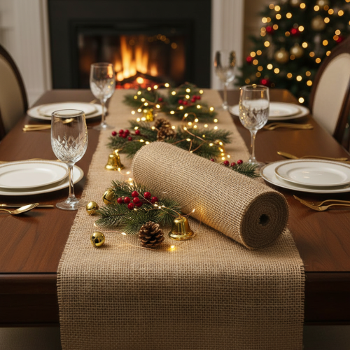 tételeket Asztali futó juta szalag natúr 30cm 10m