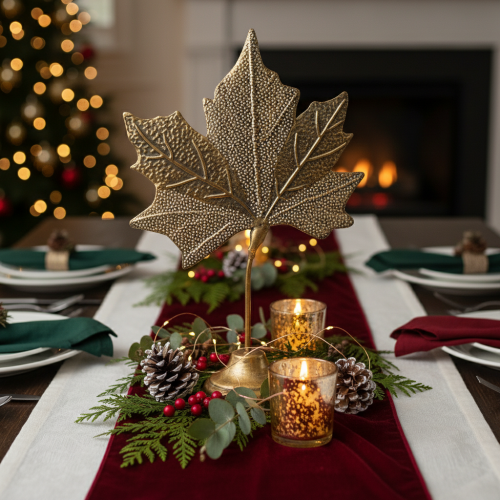 tételeket Asztali dekoráció őszi juharlevél dekoráció arany antik 58cm × 39cm