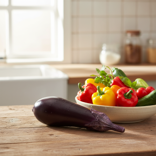 tételeket Növényi dekoráció padlizsán étel dummy 15cm