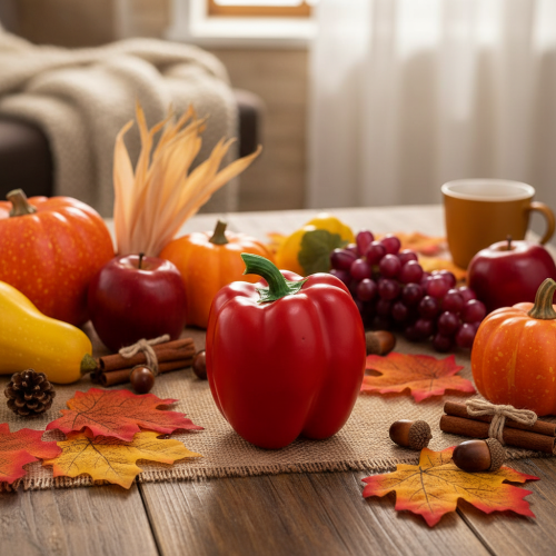 tételeket Dekoratív növényi paprika piros élelmiszer-bábu H10cm