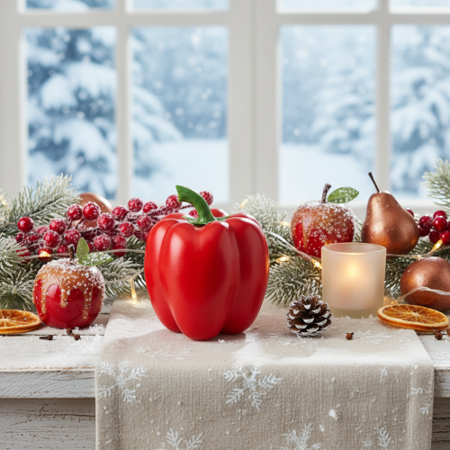 tételeket Dekoratív növényi paprika piros élelmiszer-bábu H10cm