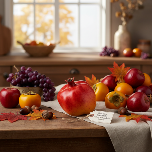 tételeket Műgyümölcs gránátalma műpiros sárga 9×11cm