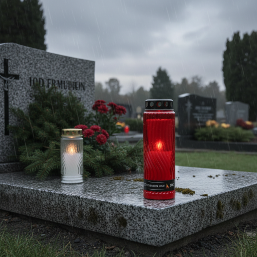 tételeket Sírgyertya fedő motívum virág piros fekete 10 nap H27cm