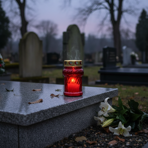 tételeket Sírgyertya őszi sírdíszítéshez Mindenszentekre és Halottak vasárnapjára, 13 cm, 8 darab