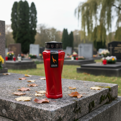 tételeket Sírlámpa Műanyag forgatható Piros Ø11cm H25cm