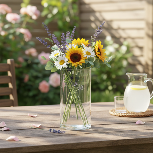 tételeket Magas üvegváza, egyszerű üveghenger virágvázaként vagy díszüvegként, 20 cm