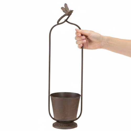 tételeket Vintage virágtartó ráccsal, szitakötő mintával, fém, Ø16/M62cm