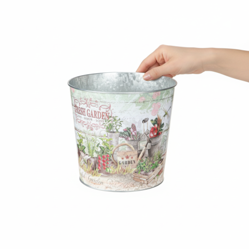 tételeket Kis fém virágcserepek, színesek, Fresh Garden, 16 cm magasak, 2 darab