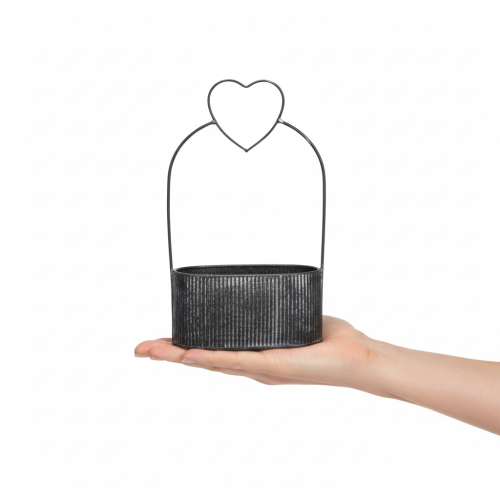 tételeket Dekoratív ovális fémtál szívvel, fekete, 20/16 cm, 2 db-os szett