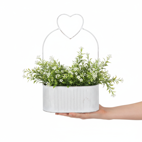 tételeket Dekoratív ovális fémtál szívvel, fehér, 20/16 cm, 2 db-os szett