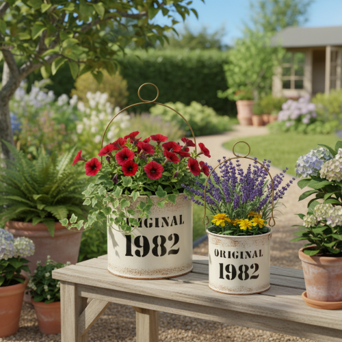 tételeket Dekoratív vödör füllel “Original 1982” Krém Ø12/10cm 2×2 darabos szett
