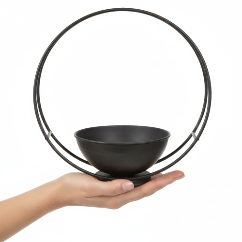 tételeket Tál talppal, díszgyűrűvel, fém, antracit, M29cm, 2 darab