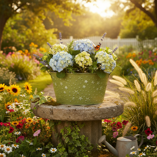 tételeket Fém tál csillagokkal és fülekkel, zöld, Ø20cm, M11.5cm