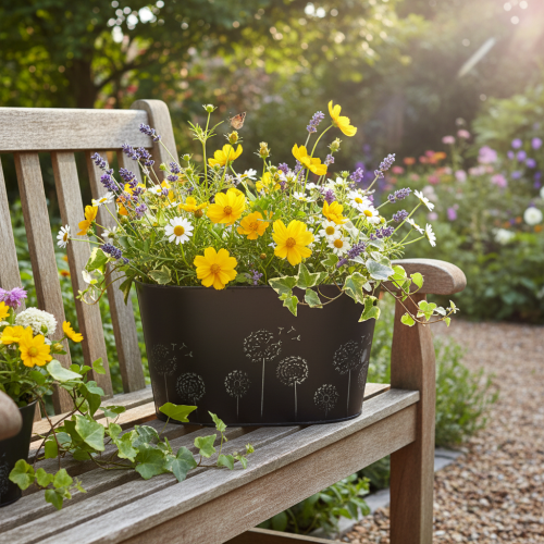 tételeket Dekoratív fémtál, ovális, fekete és ezüst, virágmintás, 20,5 x 12,5 x 12 cm
