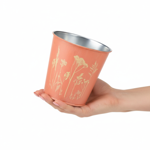 tételeket Virágcserép virágdíszítéssel, baracksárga, Ø10.5cm M10.5cm