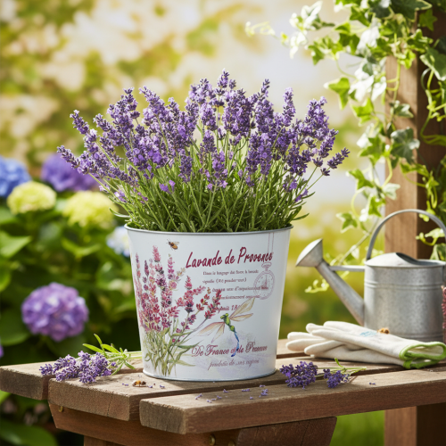 tételeket Fém virágtartó, virágcserép, levendula, Ø21cm M18cm