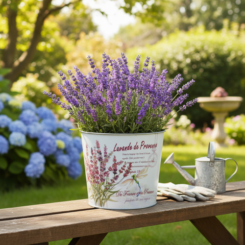 tételeket Levendula virágcserép fémből, kicsi, Ø18cm, M15.5cm