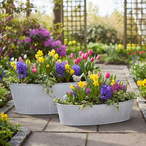 tételeket Ovális fémtál fehér és ezüst színben, 32,5 cm/37 cm, 2 darabos szett.