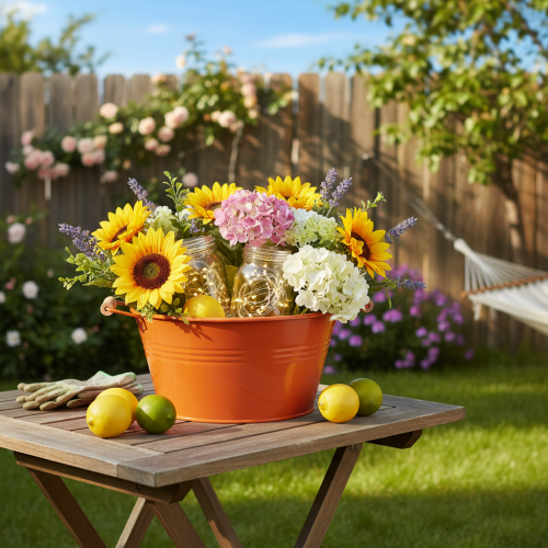 tételeket Dekoratív tál fülekkel, fém, narancssárga-barna, Ø29cm, M14.5cm