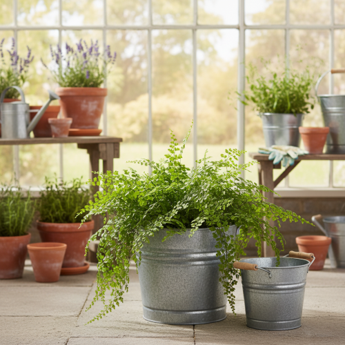 tételeket Vintage díszes fém vödrös virágtartó/cserép, Ø22cm, M20cm