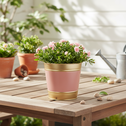 Fém kaspó/virágcserép/ültető, Ø13cm M12cm, 4 darab | Floristik24.hu