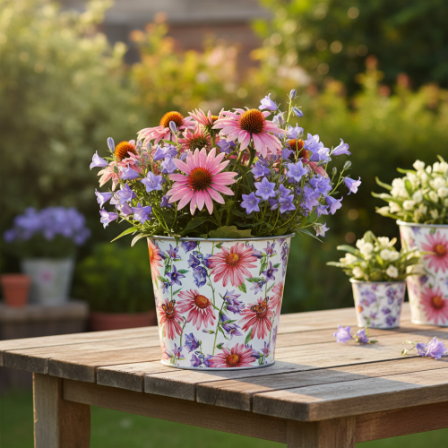 tételeket Virágcserép, tavaszi dekoráció, ültető, fém, Ø12cm, M10.5cm