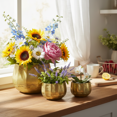 tételeket Dekoratív sárgaréz fémtál Ø22/18/14cm 3 db-os készlet