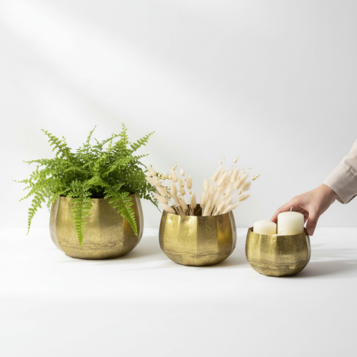 tételeket Dekoratív sárgaréz fémtál Ø22/18/14cm 3 db-os készlet