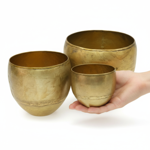 Dekoratív vázák sárgaréz hatású fémvázák Ø18/15/12,5cm 3 db-os készlet | Floristik24.hu