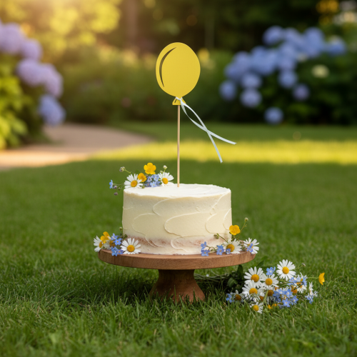 tételeket Virágdugó csokor dekoráció tortafeltét lufi sárga 28cm 8 db