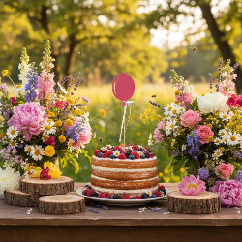 Virágdugós csokor dekoráció tortafedő lufi rózsaszín 28cm 8 db | Floristik24.hu