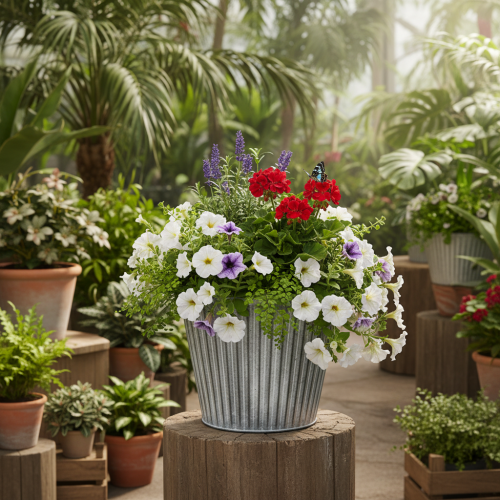 tételeket Növénycserép, díszes kaspó fogantyúkkal, fém kaspó ültetéshez Ø25.5cm