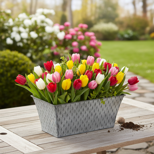 Cink tál rombusz mintával, 26cm x 15.5cm | Floristik24.hu