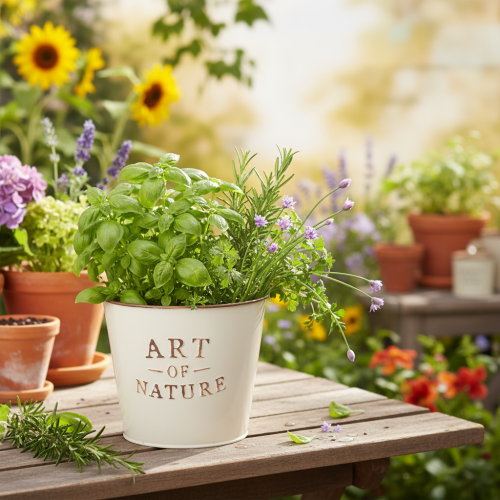 tételeket Cink virágcserép Art of Nature krémszínű Ø17.5cm M15cm