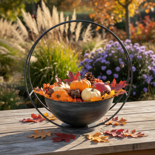 tételeket Dekoratív fémtál díszgyűrűvel, antracit, Ø22,5cm, M33cm