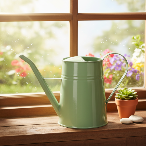 Vintage fém beltéri öntözőkanna, mentazöld, 1,7L, díszváza, retró dizájn, M23cm | Floristik24.hu