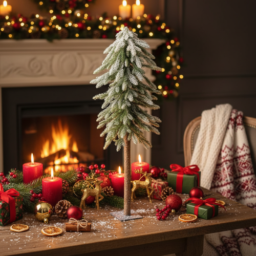 tételeket Műfenyő hódíszítéssel, télre és karácsonyra, 95 cm