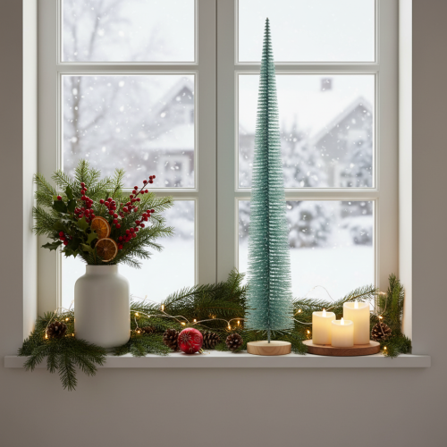 tételeket Műfenyő, díszfa, finom dizájn, fa talppal, 80 cm