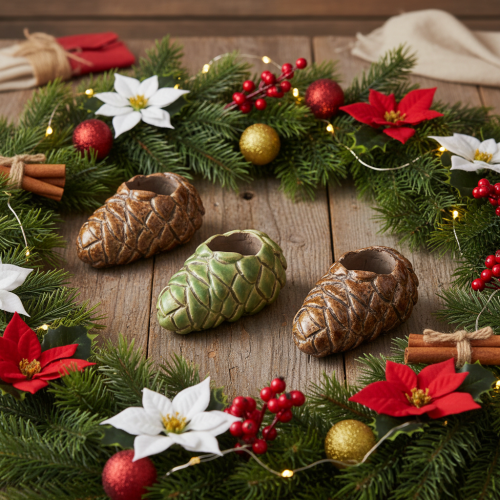 Pinecone mintás kúpos gyertyatartók, 8 cm, 3 darab | Floristik24.hu