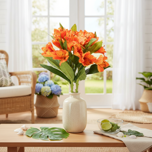 Műalstroemeria narancsvirág, műcsokor dekoráció, 75cm, 3 darab | Floristik24.hu